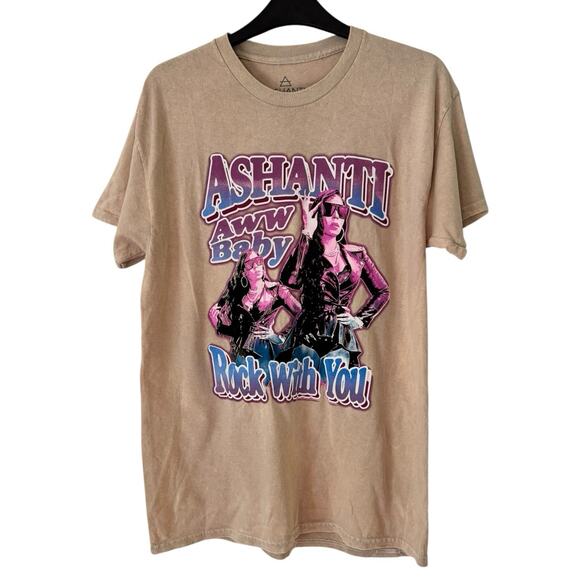 ASHANTI Aww Baby Rock With You Short Sleeve Retro Graphic Women’s T-Shirt Medium - Picture 1 of 6